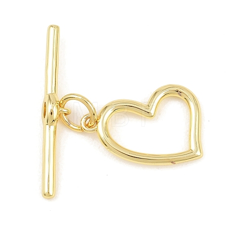 Heart Brass Toggle Clasps KK-G548-43G-01-1