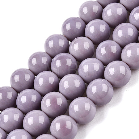 Opaque Solid Color Glass Beads Strands GLAA-T032-P10mm-15-1
