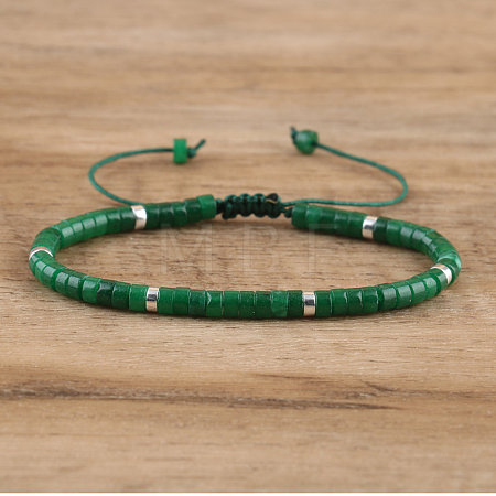 Natural Green Jade Beaded Braided Bracelets QH4784-5-1