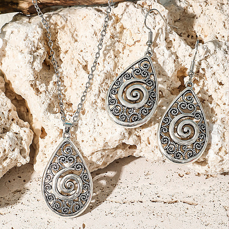 Bohemian Teardrop Zinc Alloy Enamel Pendant Necklaces & Dangle Earrings Sets WGB4181-03-1