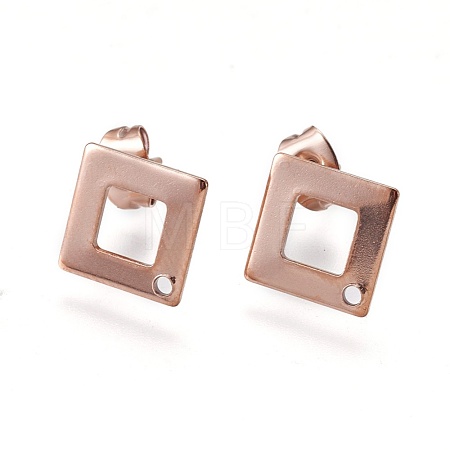Ion Plating(IP) 304 Stainless Steel Stud Earring Findings STAS-O119-13RG-1