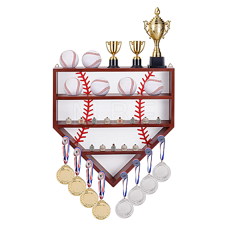 Wall-mounted Pine Wood Organizer Display Stands for Championship Rings RDIS-WH0016-25A-1