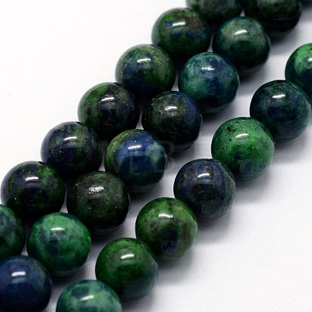 Natural Chrysocolla and Lapis Lazuli Beads Strands G-I199-37-10mm-1