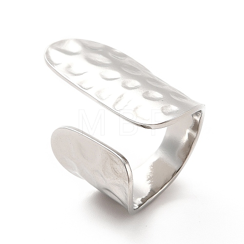 Non-Tarnish 304 Stainless Steel Wide Flat Open Cuff Ring for Women RJEW-F131-16P-1