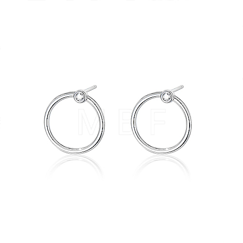 Ring Rhodium Plated 925 Sterling Silver Stud Earrings PB1316-5-1