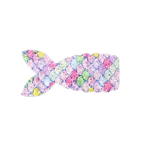 Fish Scale Shiny Cloth Snap Hair Clips PW-WG87473-01-1