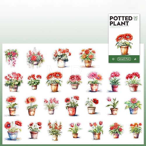 Potted Plant PET Stickers Set DIY-Z037-01E-1