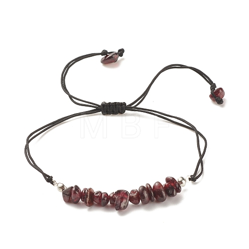 Natural Garnet Chips Braided Bead Bracelet BJEW-JB08019-12-1