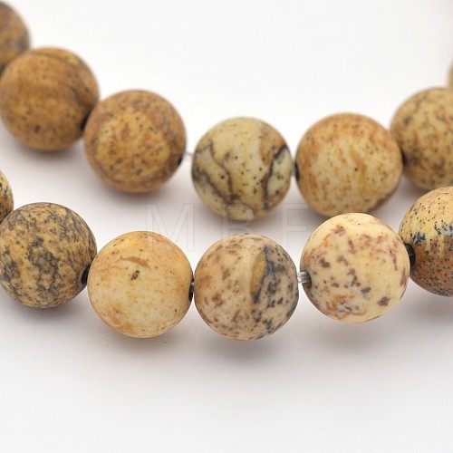 Natural Picture Jasper Beads Strands G-D659-8mm-1