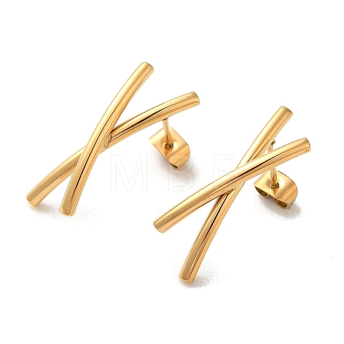 Vacuum Plating 304 Stainless Steel Stud Earrings EJEW-C085-10G-1