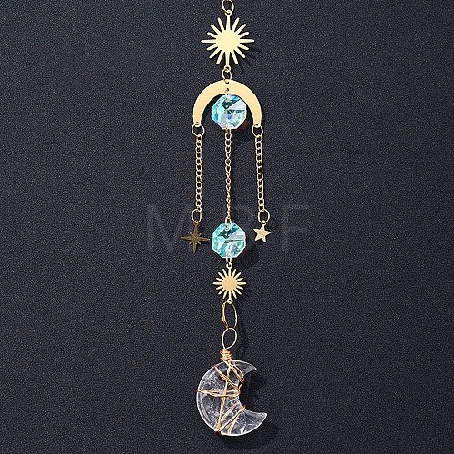 Natural Quartz Crystal Moon Suncatcher DJEW-PW0017-08A-1