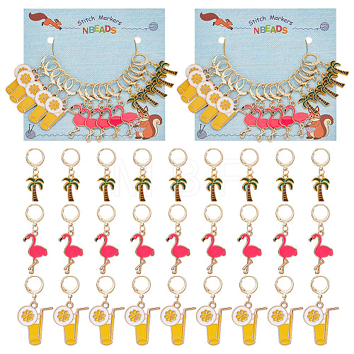 Summer Theme Alloy Enamel Pendant Locking Stitch Markers HJEW-AB00174-1