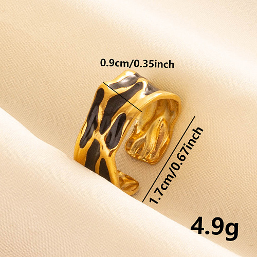 Stylish 304 Stainless Steel Enamel Cuff Ring UV8723-5-1