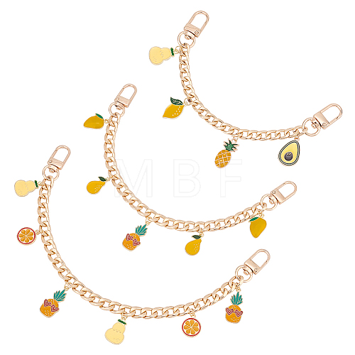 Fruit Alloy Enamel Pendant Decorative Purse Chains AJEW-AB00101-1