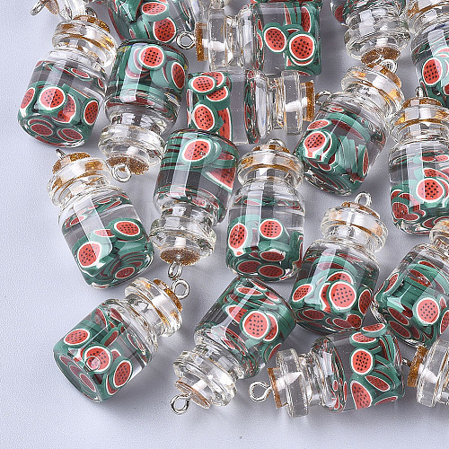 Glass Bottle Pendants X-GLAA-T001-04F-1