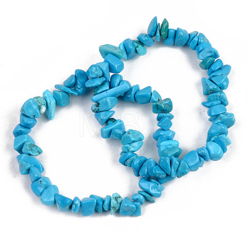 Chip Synthetic Turquoise(Dyed) Beaded Stretch Bracelets BJEW-S143-58-1