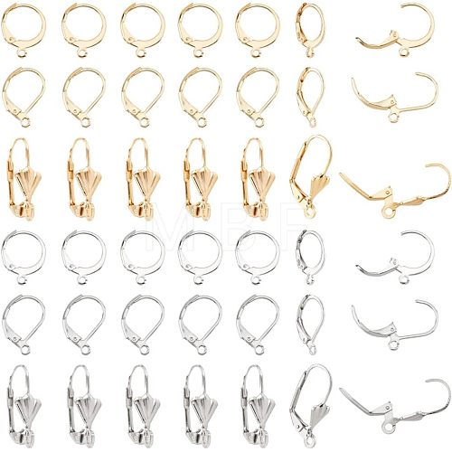  90Pcs 6 Style 304 Stainless Steel Leverback Earring Findings STAS-NB0001-60-1