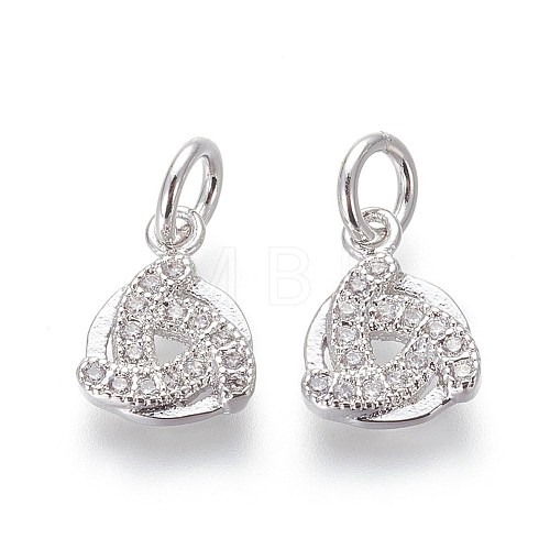 Brass Micro Pave Cubic Zirconia Charms ZIRC-J021-15P-RS-1