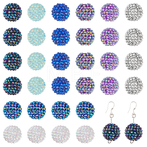 32Pcs 8 Colors Resin Rhinestone Beads RESI-CA0001-61-1