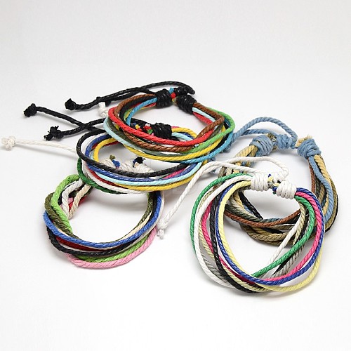 Trendy Unisex Casual Style Colorful Multi-Strand Jute Twine Bracelets BJEW-L303-01-1