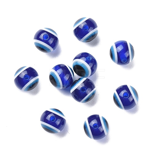 Round Evil Eye Resin Beads RESI-R159-10mm-08-1