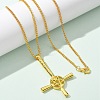 Upside Down Cross & Star Alloy Pendant Pendant Twisted Chain Necklaces for Women NJEW-NH0001-03G-2