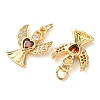 Brass Micro Pave Orange Red Cubic Zirconia Pendants CU-E003-13G-A-2