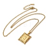 201 Stainless Steel Cable Chain Rectangle with Letter Pendant Necklaces NJEW-M070-01G-S-2