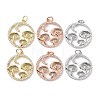 6Pcs 3 Colors  Brass Micro Pave Clear Cubic Zirconia Pendants ZIRC-SZ0003-33-1