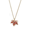 Brass Pave Cubic Zirconia Maple Leaf Pendant 304 Stainless Steel Cable Chain Necklaces for Women NJEW-JN05901-01-2