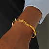 304 Stainless Steel Spiked Cone Open Cuff Bangles for Women BJEW-B165-01G-1