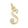 Brass Micro Pave Clear Cubic Zirconia Charms KK-D289-66G-S-1
