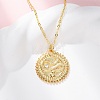 Brass Micro Pave Clear Cubic Zirconia Flat Round with Snake Pendant Necklaces NJEW-S438-02A-G-2