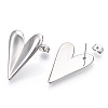 Heart Brass Stud Earrings for Women EJEW-F311-02P-2