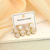 304 Stainless Steel Enamel Four Petal Flower Dangle Earrings WG22E93-02-1
