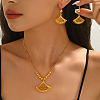 Brass Fan Shape Hoop Earrings & Pendant Necklaces Sets for Women GV5884-4