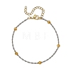 Duo Tone 304 Stainless Steel Round Ball Rope Chain Bracelets BJEW-JB14366-3
