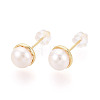 Brass Natural Pearl Stud Earrings PEAR-N020-08F-1