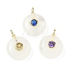 Natural Quartz Crystal Flat Round Pendants G-H318-01G-12-1