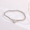Brass Micro Pave Clear Cubic Zirconia Beaded Stretch Bracelets for Women FS-WG5260F-26-1