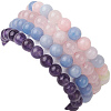 4Pcs Constellation 8mm Round Natural Amethyst & Rose Quartz & White Jade Imitation Aquamarine & White Jade Imitation Morganite Beaded Stretch Bracelets for Women BJEW-JB10633-5