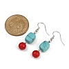 Brass Synthetic Turquoise Dangle Earrings EJEW-JE06589-01-4