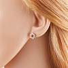 Brass & Cubic Zirconia Stud Earrings WGAF93C-05-1