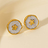 304 Stainless Steel Flower Stud Earrings IK8478-2-1