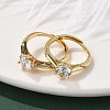 Brass Micro Pave Clear Cubic Zirconia Finger Rings for Women RJEW-U049-05G-3