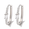 Oval 925 Sterling Silver Micro Pave Clear Cubic Zirconia Hoop Earrings EJEW-K317-09P-4