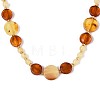 Natural Amber Flat Round and Round Beaded Necklaces NJEW-T019-11-4