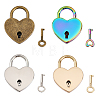 4 Sets 4 Colors Heart Shape Alloy Lock & Key Set AJEW-FG0002-39-1