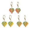 3 Pairs 3 Colors Leaf Glass Seed Beaded Leverback Earrings EJEW-MZ00701-2