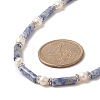 Natural Blue Spot Jasper & Pearl & Crystal Rhinestone Beaded Necklace for Women NJEW-JN04209-01-3